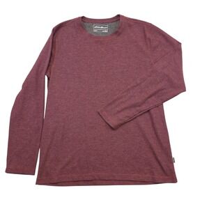 Eddie Bauer Mens Lounge Long Sleeve Crew Neck Top Casual Burgundy Heather Large